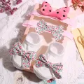 3 Pcs/Set Flower Baby Girl Socks Headbands Set Flower Bows Crown Newborn Socks Girls Hairband Non-slip Infant Toddler Socks. 