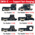 USB Charger Charging Port Dock Connector Microphone Flex Cable For Xiaomi Redmi 12C Note 12 4G 13 Pro Plus 5G 12s Fast charging. 