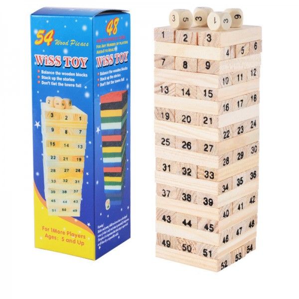 Jenga High Quality 54 Pcs Mini Wooden Block Jenga Stacking Games Building Blocks