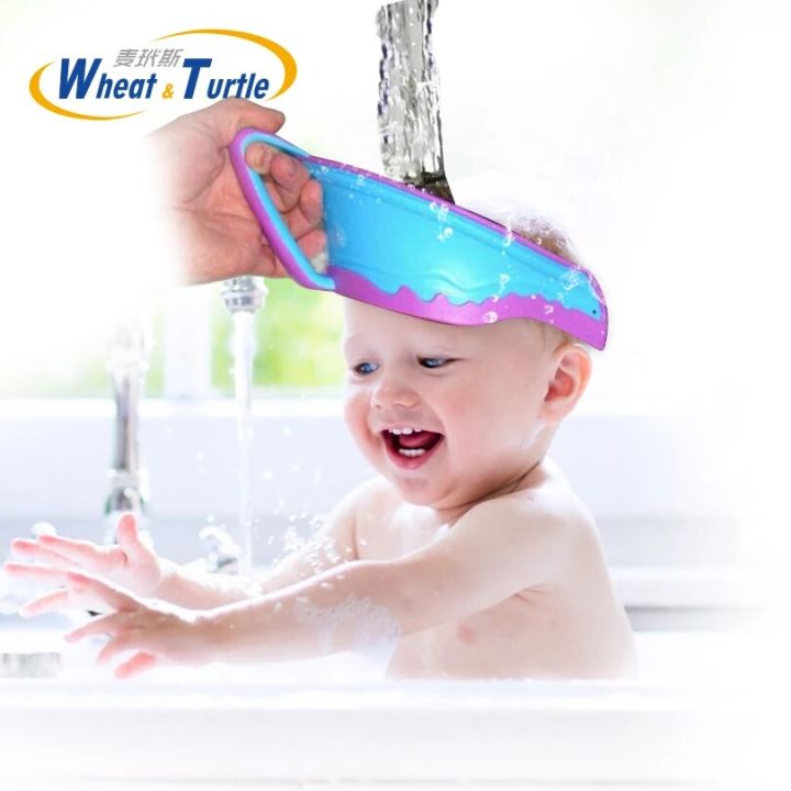 Hair Wash Shampoo Shield Waterproof Splashguard for Infant Children Baby Kids Bath Visor Hat Adjustable Baby Shower Protect CapBasketball