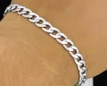 Silver Stainless Steel Plain Men Miami Cuban Bracelet Long-Lasting Guaranteed Albert Albet Bangle with Free Gift Box RG-MB. 