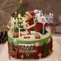Birthday Cake Dessert Placard  Merry Christmas Cake Plug-In  Gold Silver Redxmas Merry Christmas Tree Pattern Decoration  Household Baking Accessories. 