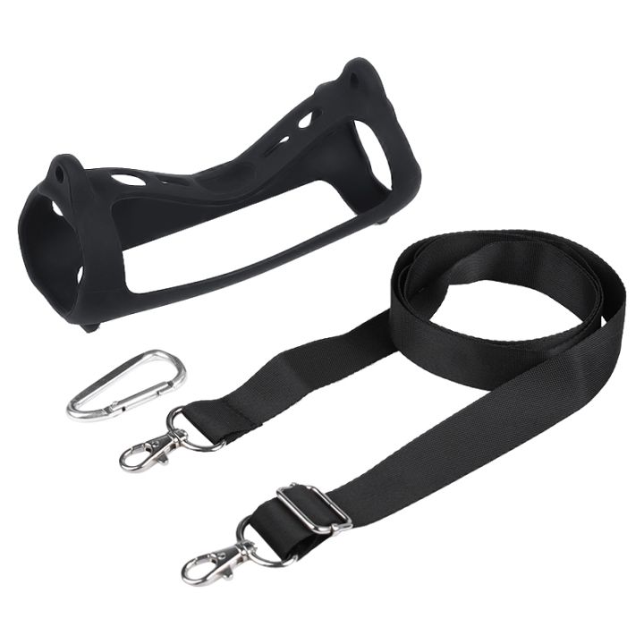 For JBL Flip 6 Speaker Portable Silicone Case with Shoulder Strap Black