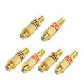 RCA Connector Plug,6-Pack RCA Female Plug Screws Audio Video In-Line Jack Adapter Gold Plated Solder Type,gold. 