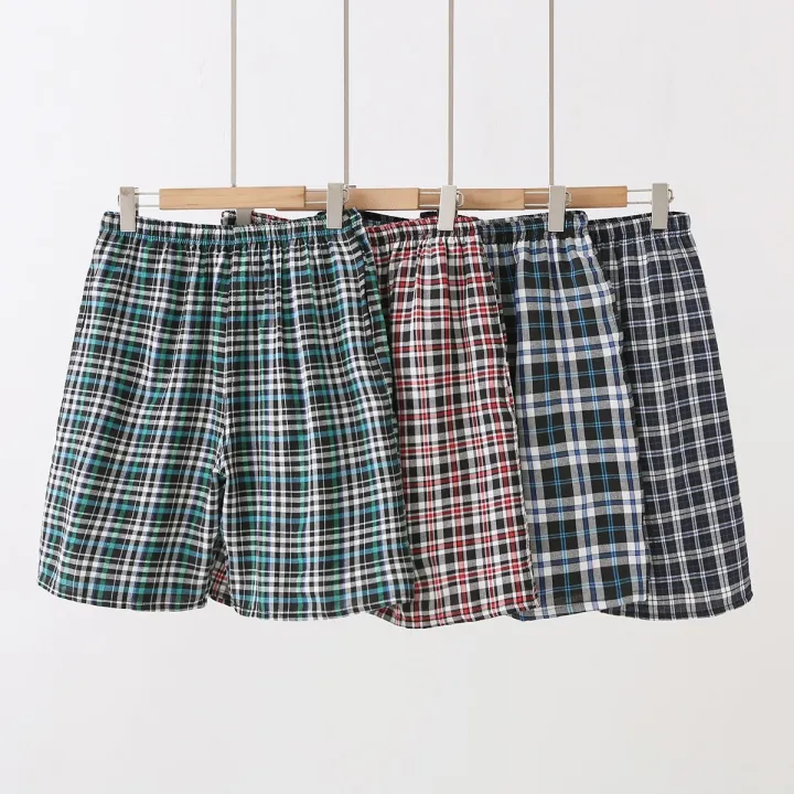 Cotton%20Summer%20Beach%20Pants%20Loose%20Casual%20Knee%20Length%20plus%20Size%20Pajama%20Pants%20Plaid%20Shorts%20Quick-Drying%20Large%20Trunks%20Home%20Wear-Resistant%20-%20Image%206
