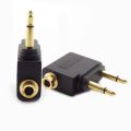 2pcs 3.5mm Jack Airline Airplane Earphone Headphone Headset Audio Connector Plug Adapter for Travel Headphone. 