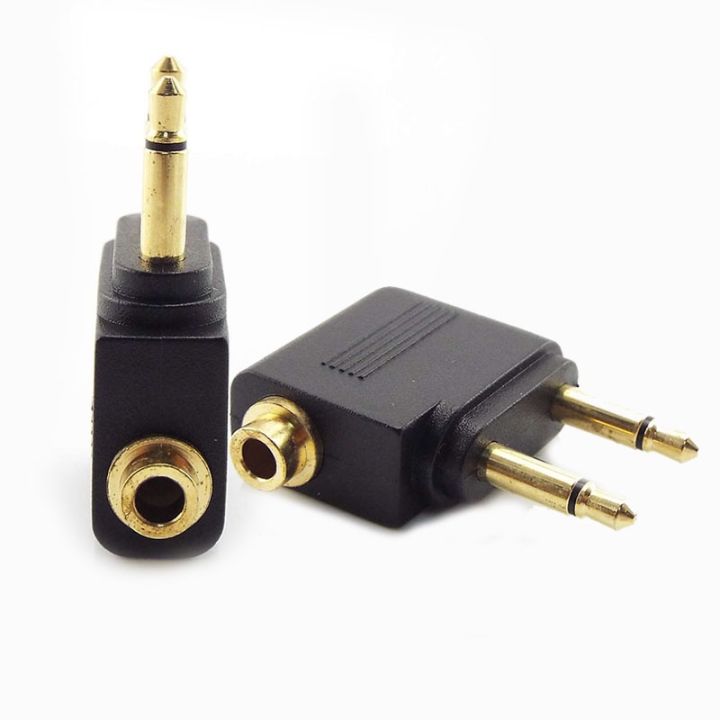 2pcs 3.5mm Jack Airline Airplane Earphone Headphone Headset Audio Connector Plug Adapter for Travel Headphone