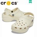 【ALLGOOD】croc WOMEN'S CLASSIC PLATFORM CLOG bone color Beach Shoes Soft As Clouds 4.1cm Heightened Thick-Soled Slippers#206750. 