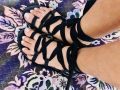 THE LADY Black tie up Women Sandals. 