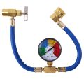 R134A Car Ac Refrigerant Charge Hose Kit Recharge Hose With Gauge,A/C 1/2 Recharge Measuring Kit Can Tap Air Conditioning Pressure Gauge. 