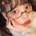 Tik Tok Influencer Same Style Lower Half Frame Glasses Female Water Drop No Lens Decoration 【Glam】. 