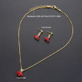Red Cherry Pendant Necklace Stud Earrings Set Women's Fashion Fruit Necklace Earrings Jewery Set For Party Wedding Girls Gifts CHAINI. 
