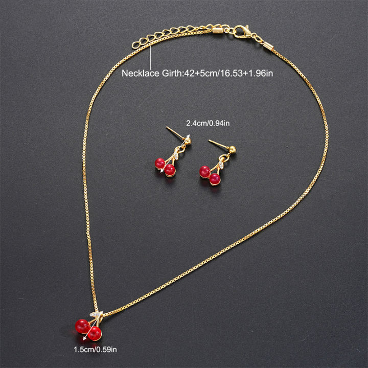 Red%20Cherry%20Pendant%20Necklace%20Stud%20Earrings%20Set%20Women's%20Fashion%20Fruit%20Necklace%20Earrings%20Jewery%20Set%20For%20Party%20Wedding%20Girls%20Gifts%20CHAINI%20-%20Image%204