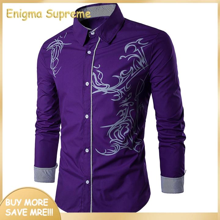 Enigma- Male Shirt Lapel Casual Men Shirt