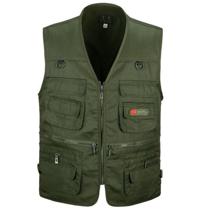 Men's Multi Pocket Zip Vest Hunting Fishing Travel Photography