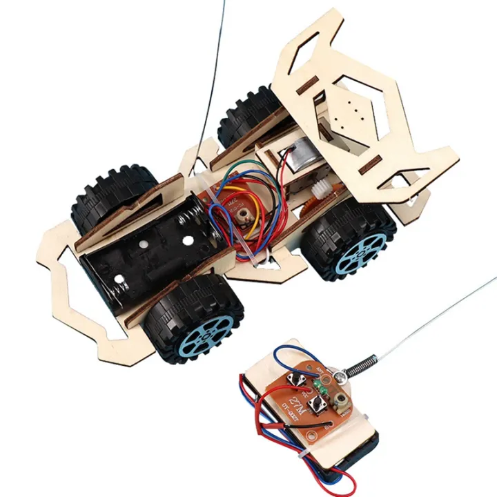 DIY RC Car Toys Assembly Wooden Building Vehicle Toys Racing Car Toy Scientific Experiment Model Kits Gift for Kids