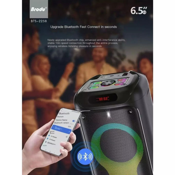 Brodu%20BTS-2258%20/%20BTS-2259%20Dual%206.5"%20Supper%20Bass%20Portable%20Wireless%20Bluetooth%20Speaker%20with%20Rechargable%20Wireless%20Mic%20RGB%20Light,%20FM%20Mic,%20FM,%20AUX,%20USB,%20SD%20Card,%20Karaoke%20Speaker%20with%20Dual%20Mic%20Buffel%20Subwoofer%20Music%20Player%20Party%20Box%20BTS%202258%20BTS%202259%20Partybox%20-%20Image%207