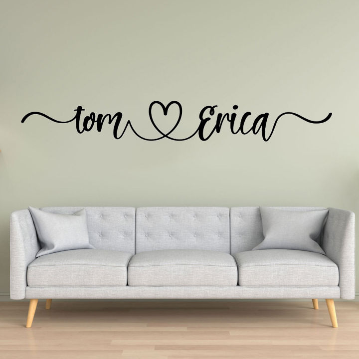 Custom Name Wedding Heart Wall Decal Bedroom Personalized Couple Family ...