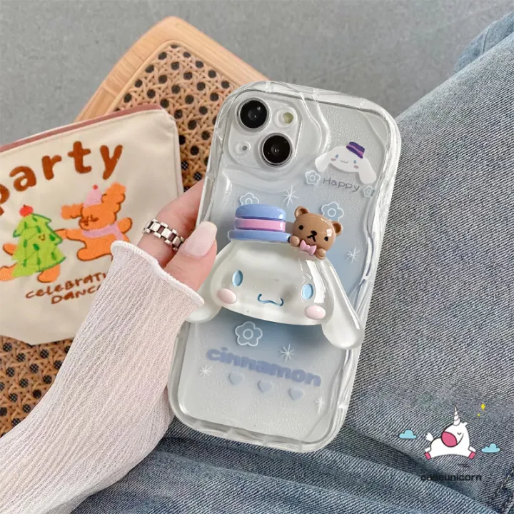 Cartoon%20Cute%20Melody%20Pompom%20Cinnamoroll%20Phone%20Cover%20Compatible%20for%20IPhone%207Plus%20XR%20Air%2017%2016%2013%2015%2011%2014%2012%20Pro%20Max%208%206%207%206S%20Plus%20X%20XS%20MAX%20SE%202020%20Lovely%203D%20Wavy%20Curved%20Edge%20Stand%20Case%20-%20Image%204