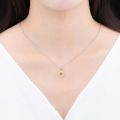 Yellow Citrine Pendant Natural Gemstone Solid 925 Sterling Silver Chain Fine Elegant Cubic Zirconia Jewelry. 
