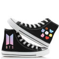 【BestGO】BTS BT21 Cartoon Fashion Versatile Canvas Shoes  High-hed Shoes For Men and Women. 
