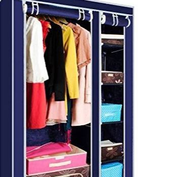 2 Door Storage Wardrobe Foldable and Movable Cloth/Fabric Wardrobe with Zip Up Collapsible Cupboard Model 98105