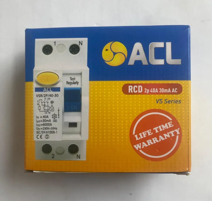 Acl Rccb Trip Switch 2 Pol 30mA RCCB RCD 2P ACL RCB Lifetime Warranty | Daraz.lk