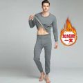 Men's Thermal Underwear Suit Autumn and Winter Thin Solid Color Long Johns Fleece-lined Thickened Youth Cotton Bottoming Sweater. 
