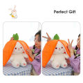 HelloKimi Strawberry Rabbit Plush Cute Bunny 2 In 1 Long Ear Fruit Animal Stuffed Doll Plush Toys Creative Transformation Of Rabbit Doll Plush Doll Reversible Carrot Strawberry Bunny Plush . 