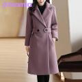 Autumn Women Coat Stylish Fall Winter Women's Overcoat Trendy Solid Color Turn-down Collar Long Sleeve Cardigan with Belted Button Closure Mid Length Loose Lady Coat Perfect for Southeast Asian. 