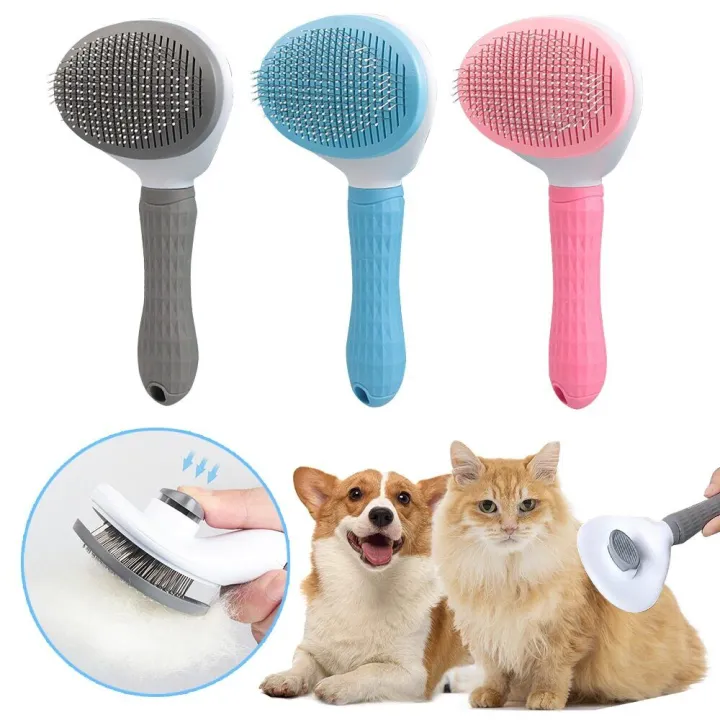 Self Cleaning Slicker Brush,Puppy Brush Small Dog Cat Grooming Supplies Pet Slicker Brush For Shedding,Deshedding Brush,Pet Massaging Tool Suitable For Pets With Short Hair