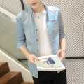 New Denim Shirt Long Sleeve Slim Korean Style Summer Shirt for Boys 2024 Spring Thin Coat Trendy Men's Top. 