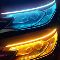 2 PCs White Yellow Ultrafine Universal 60cm LED DRL Car Daytime Running Light LED Strip Lights Amber Turn Signal Light DRL LED for car ,bike ,lory. 