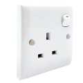 13A Plug Base - Kevilton White Series - 3 Hole Square Pin - Switched Socket Outlet. 