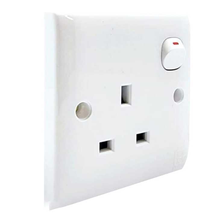 13A Plug Base - Kevilton White Series - 3 Hole Square Pin - Switched Socket Outlet