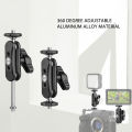 Mini Articulating Arm Aluminum Alloy Compact Wide Compatibility 1/4in Screw Hole Portable Articulating Arm for LED Video Light. 