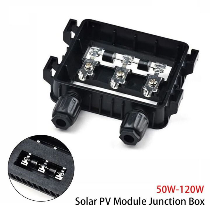 1Pcs New 50W-120W 6A Solar Junction Box Black IP65 Waterproof PV Module Box Electrical Testing Tool for 6.5A Solar Panel Cable Connector Kit