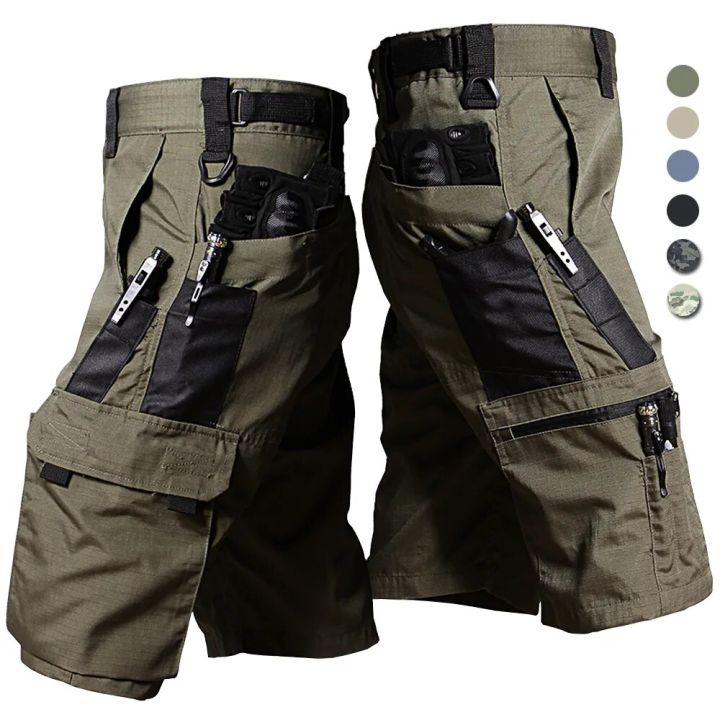 Mens Cargo Shorts Summer Tactical Cropped Trousers Military