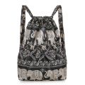 Large Capacity Drawstring Pocket Backpack Lightweight Floral Cloth Women's Backpack Autumn Fashion Retro School Bag Bucket Bag. 