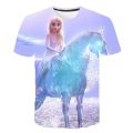New Summer Frozen 2 T Shirt Anna Elsa Girl 3D Digital Printing Clothing Tops Frozen Snow Queen Anna Elsa Cartoon Print Shirts. 