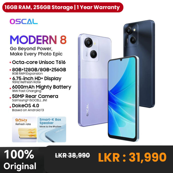 OSCAL MODERN 8 Smartphone 6.75inch Display 8GB+8GB/256GB,50MP Rear Camera Mobile Phone 18W Fast Charging 6000mAh