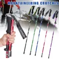 4-Section Folding Walking Stick Outdoor Climbing Crutch Hiking Poles Alpenstocks. 