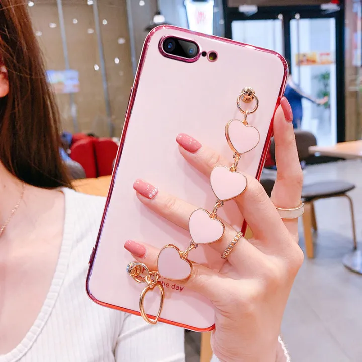 For%20iPhone%208%20Plus%20/%20iPhone%207%20Plus%20Back%20Cover%20+%20Love%20Heart%20Wristband%20Luxury%20Glossy%20Shiny%20Plating%20Bumper%20Ladies%20Case%20Soft%20Silicone%20Protective%20Phone%20Cases%20-%20Image%202
