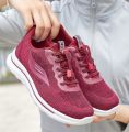 2024 Women Shoes Breathable Mesh Casual Shoes Comfortable Soft Bottom Sneakers Women Lace Up Female Platform Shoes(-Maroon-38). 