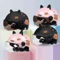 Cute Capybara Sticker Electric Bicycle Helmet Sunscreen Breathable Cycling Helmet with 3D Cat Ears Safety Motorcycle Half Helmet for Kids. 
