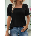 Tops for Women Summer Casual Ruffle Trim Sleeve Square Neck T Shirts. 