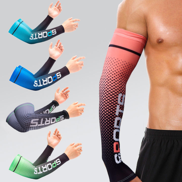 Ice Silk Sleeve Sunscreen Cuff UV Sun Protection Arm Sleeves Anti-Slip Men Long Gloves for Outdoor Cool Sport Cycling