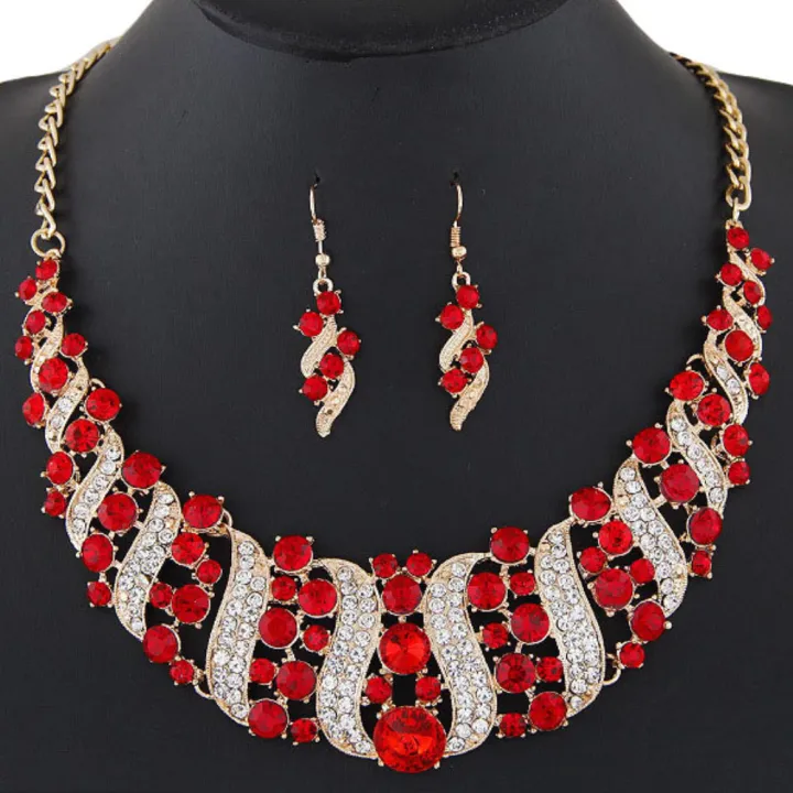 Chain Necklace Hook Earrings Bridal Wedding Party Jewelry Set