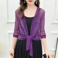 bellylady Women Mesh Blouse Solid Color Outer Sunscreen Clothes Cardigan Shawl Vests Sunshade Tops. 