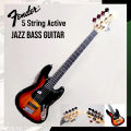 Fender Brown Sunburst Precision Active 5-String Electric Jazz Bass Guitar. 